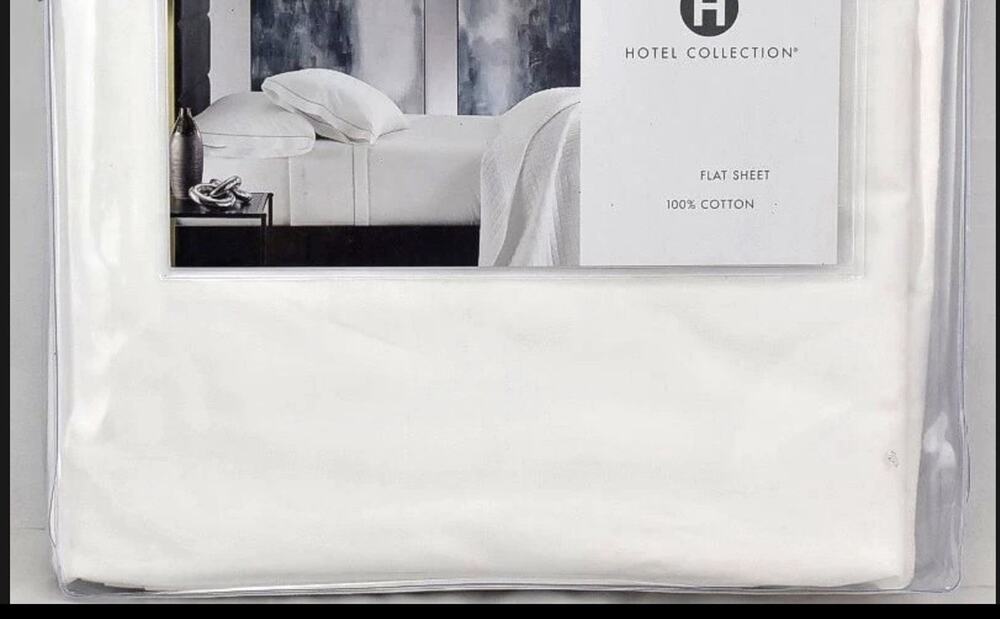 Hotel Collection Italian Percale 100% Cotton QUEEN Flat Sheet White - White